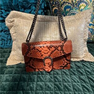 Snake Print Chain Shoulder Bag